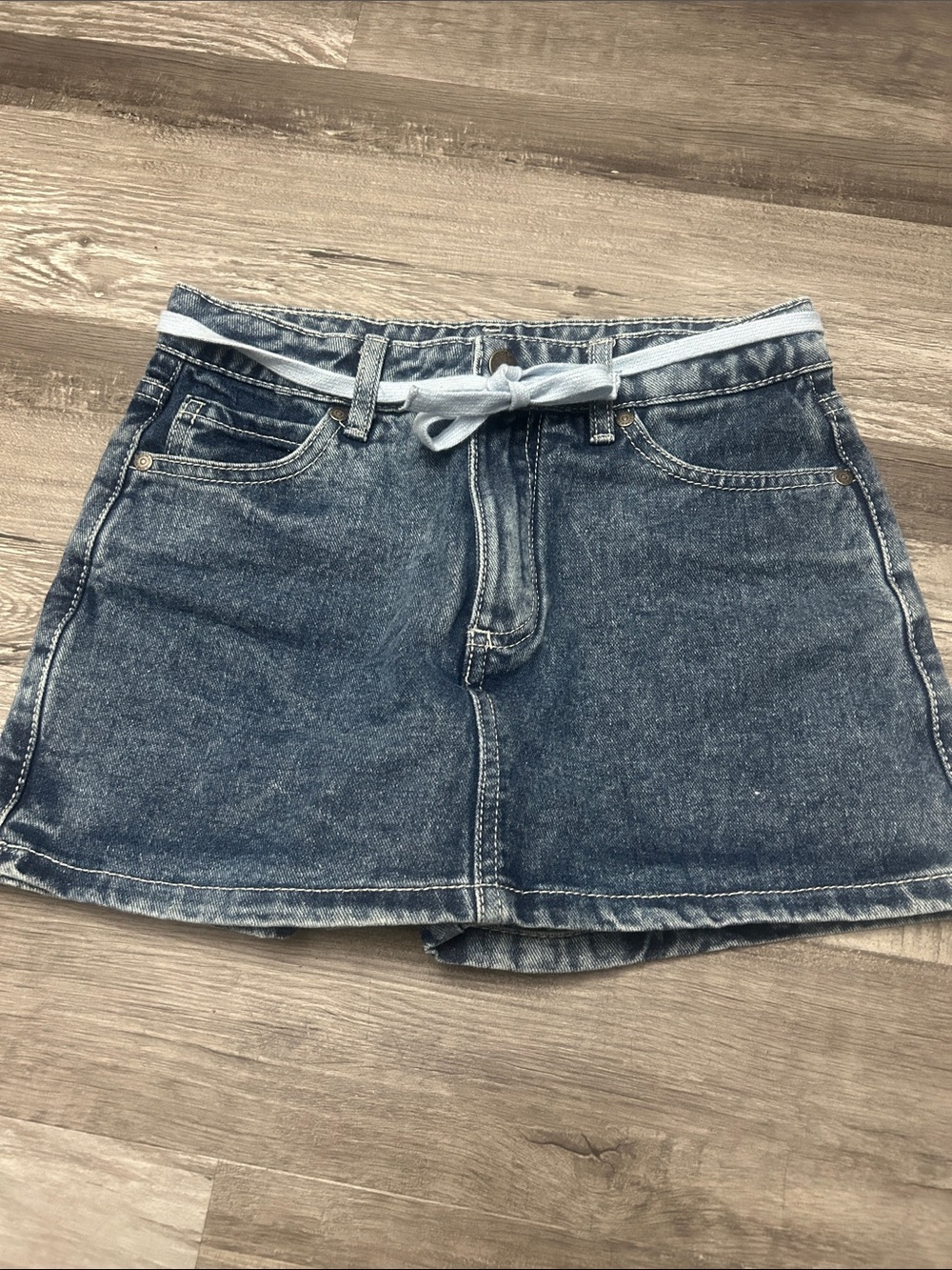 Volcom Washed Blue Denim Skort with Back Pockets